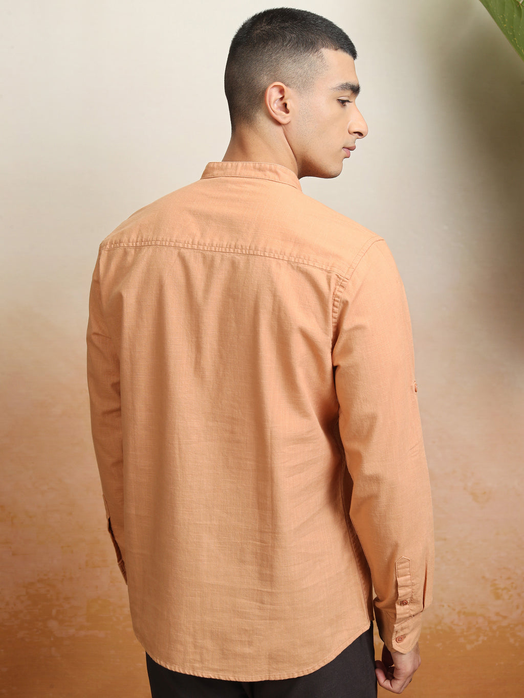 Highlander Men Rust Solid Regular Fit Casual Shirt - Rust - Image 3