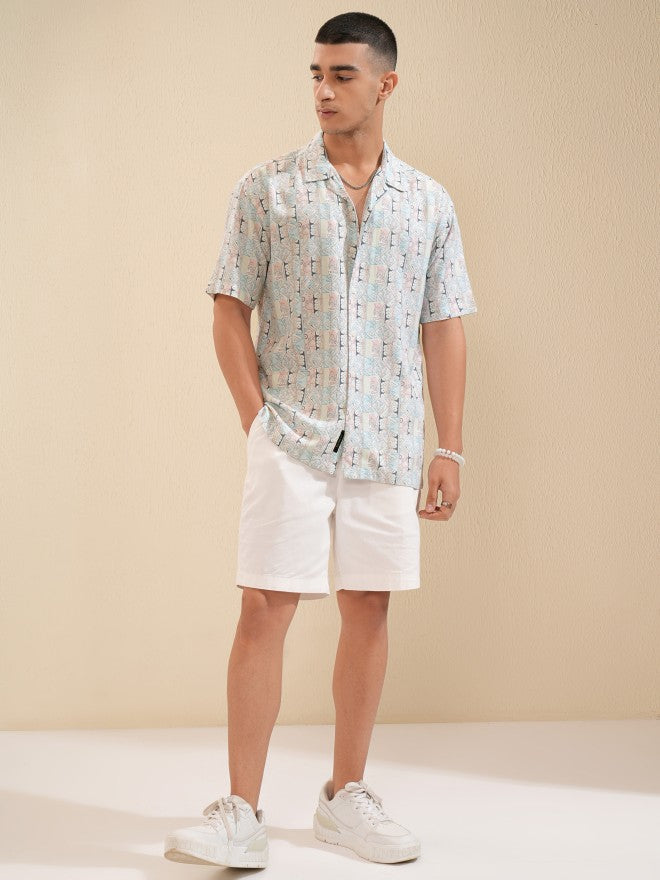 Highlander Men Coral Printed Relaxed Fit Casual Shirt - Coral - Image 2