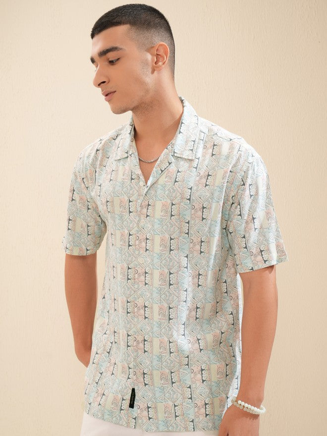 Highlander Men Coral Printed Relaxed Fit Casual Shirt - Coral - Image 4