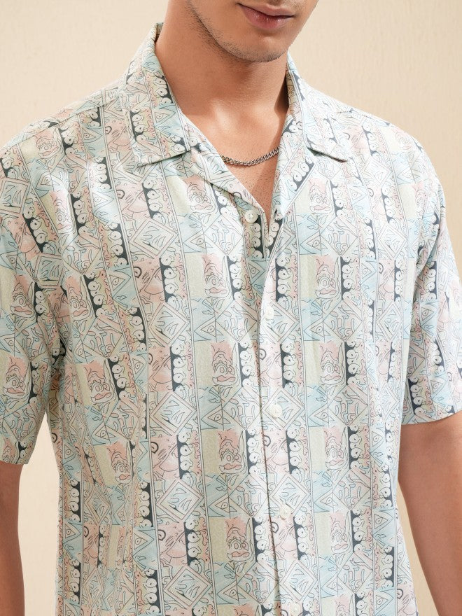 Highlander Men Coral Printed Relaxed Fit Casual Shirt - Coral - Image 5