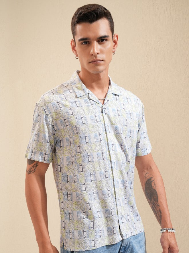 Highlander Men Green Printed Relaxed Fit Casual Shirt - Green - Image 6