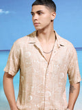 Highlander Men Beige Printed Relaxed Fit Casual Shirt - Beige - Image 1