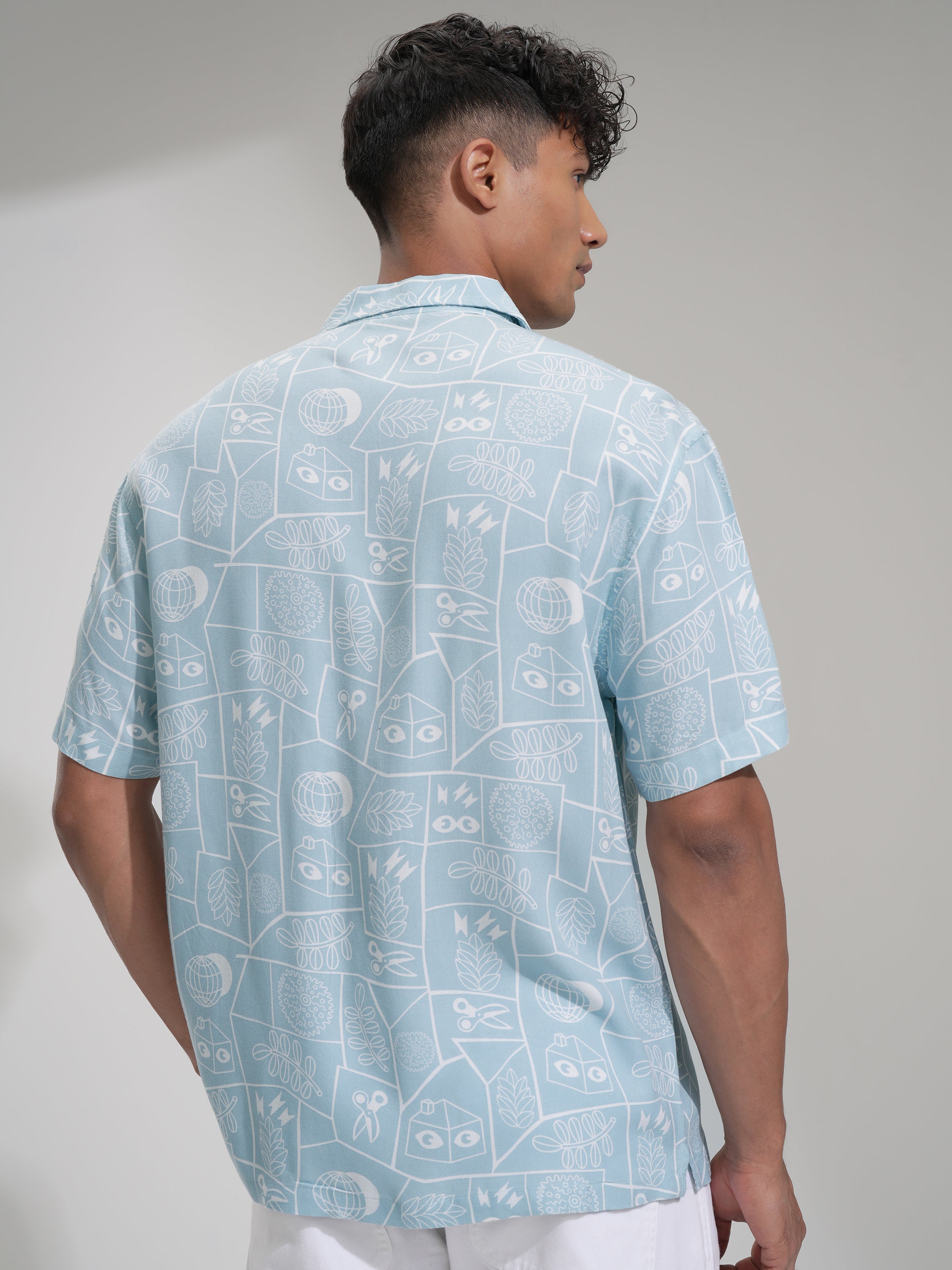 Highlander Men Blue Printed Relaxed Fit Casual Shirt - Blue - Image 3