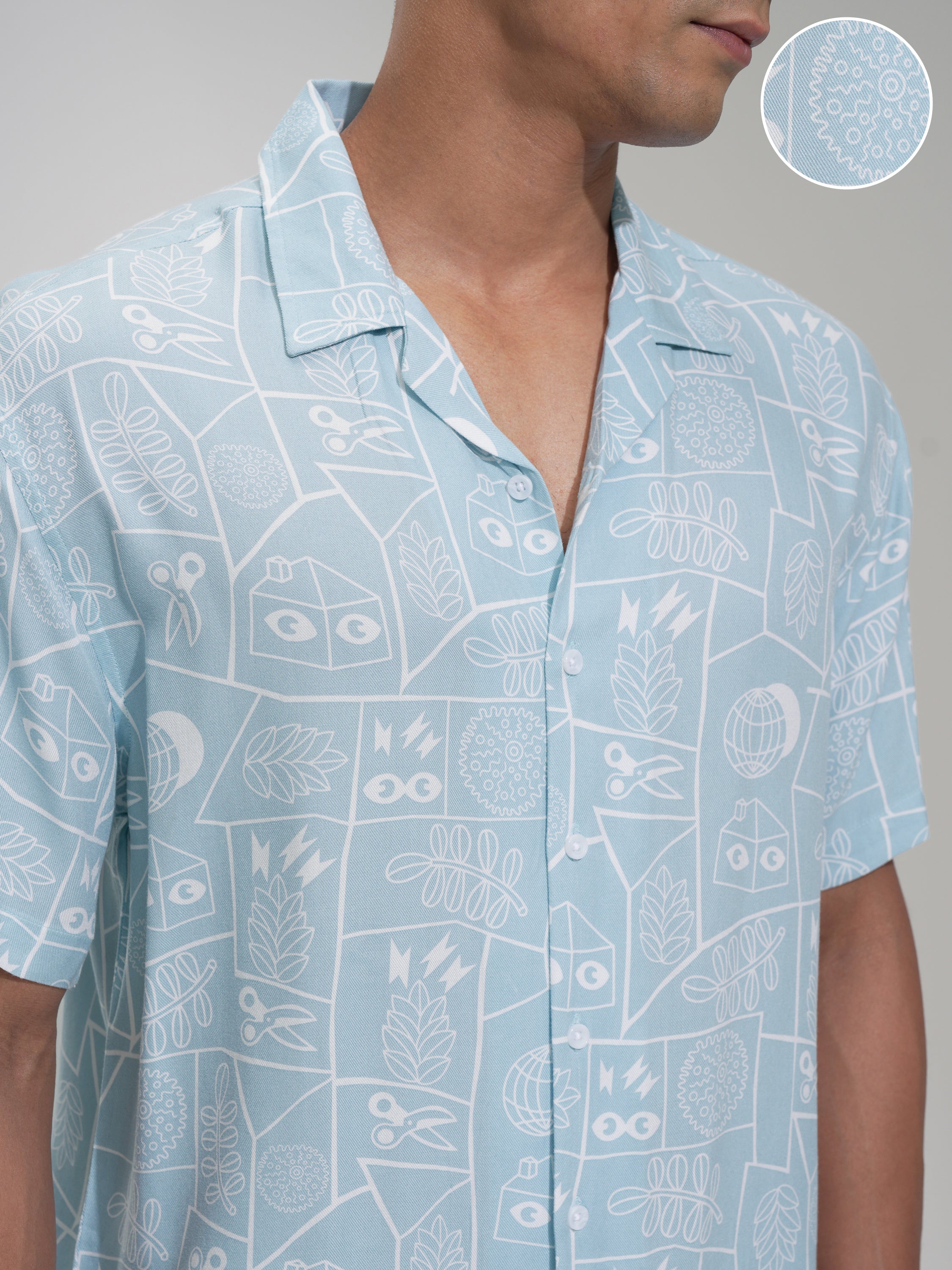 Highlander Men Blue Printed Relaxed Fit Casual Shirt - Blue - Image 5