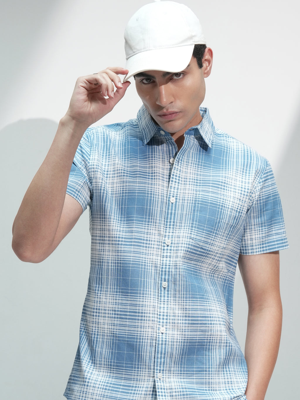 Highlander Men Blue Checked Regular Fit Casual Shirt - Blue - Image 1