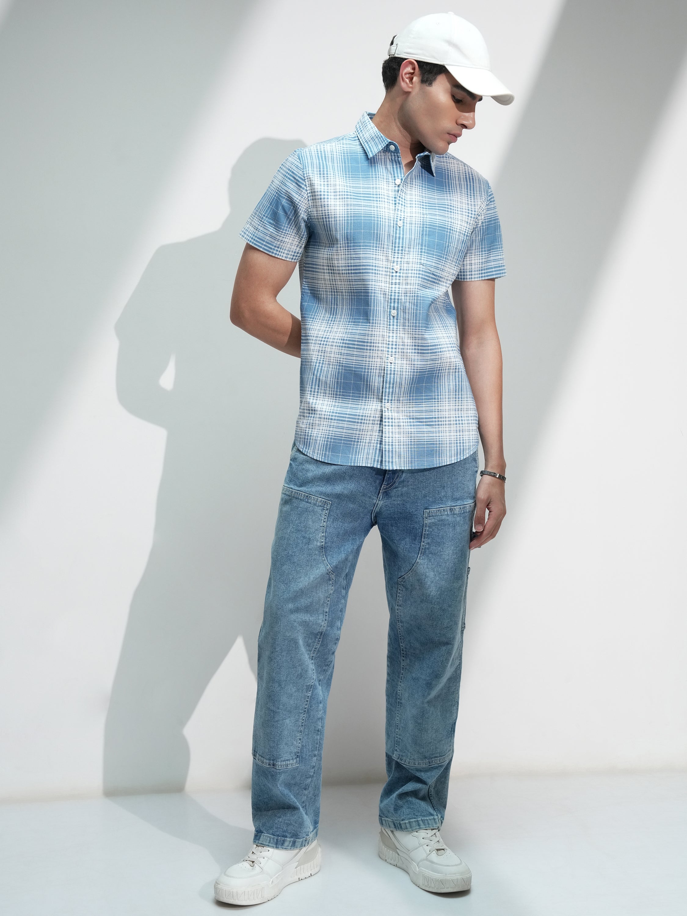Highlander Men Blue Checked Regular Fit Casual Shirt - Blue - Image 2