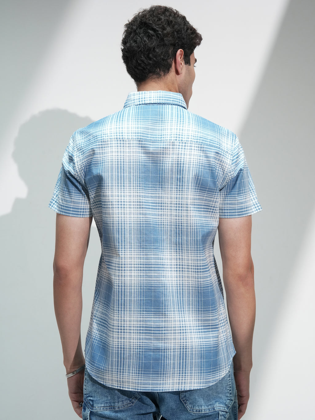 Highlander Men Blue Checked Regular Fit Casual Shirt - Blue - Image 3