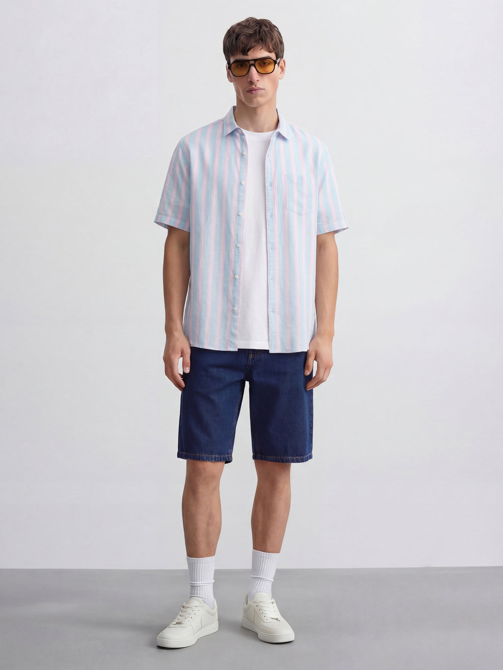 Highlander Men Blue Striped Regular Fit Casual Shirt - Blue - Image 2