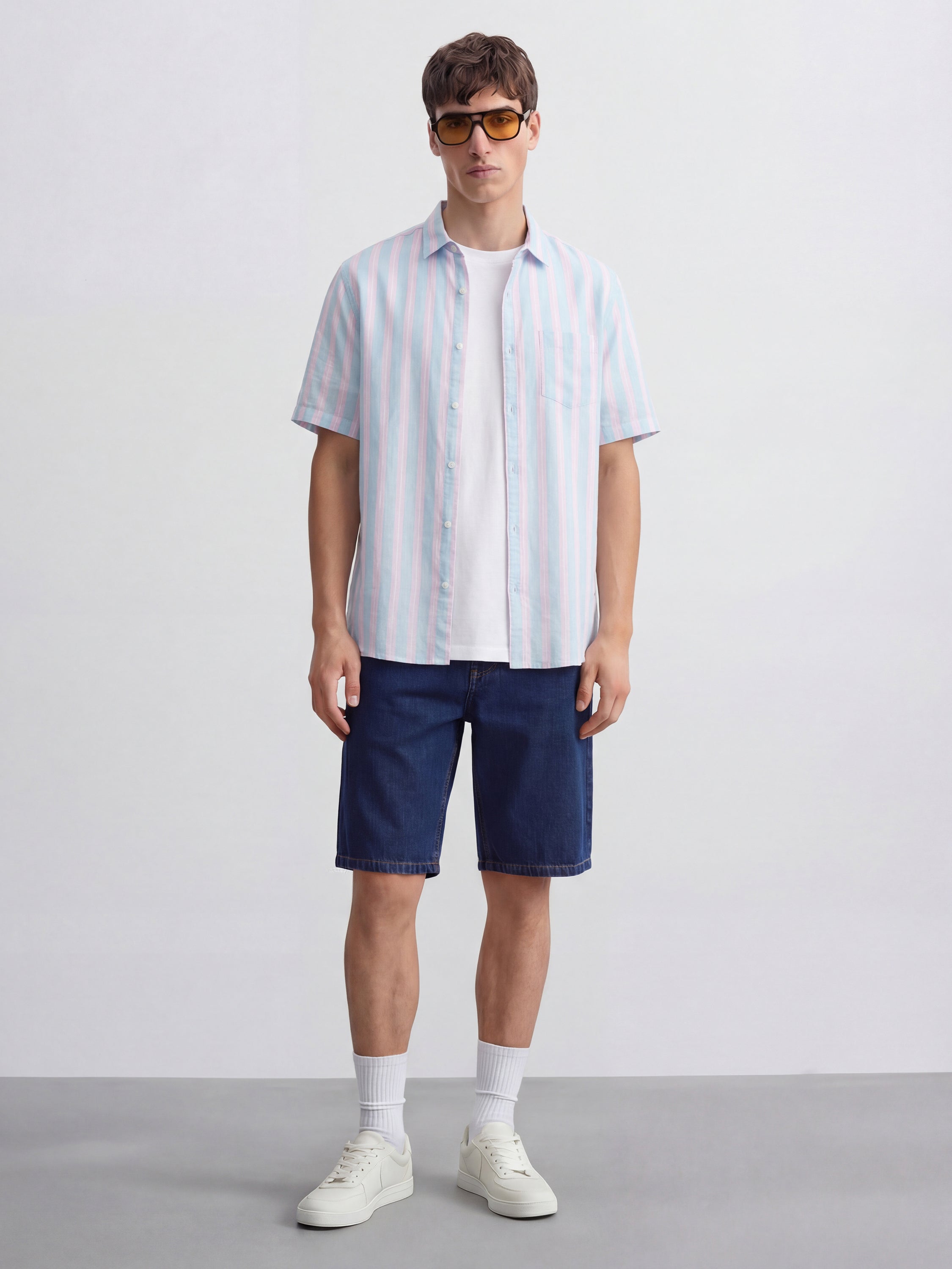 Highlander Men Blue Striped Regular Fit Casual Shirt - Blue - Image 2