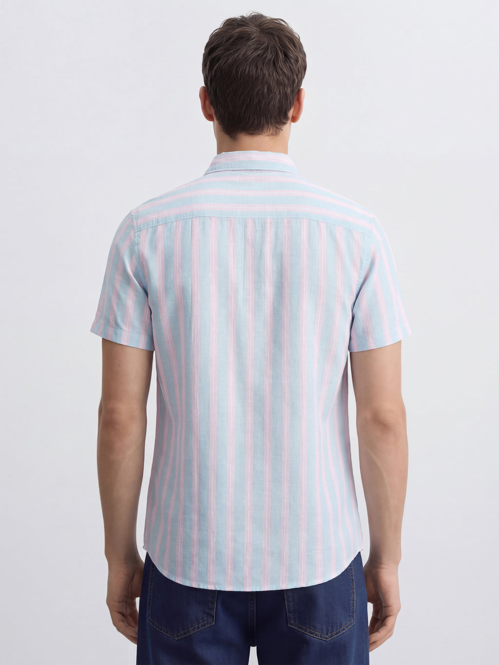 Highlander Men Blue Striped Regular Fit Casual Shirt - Blue - Image 3