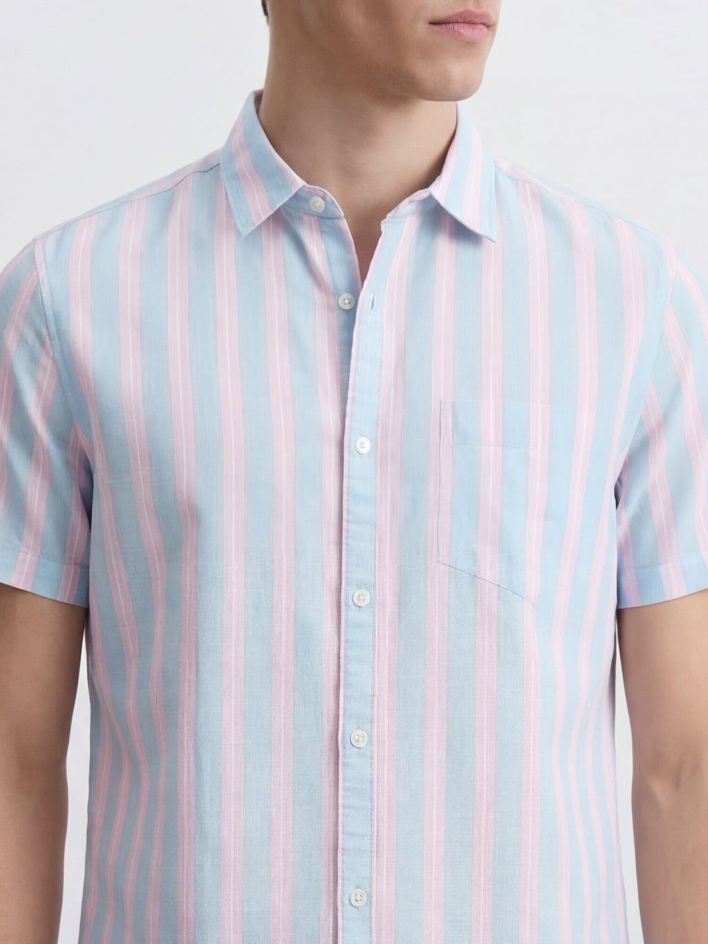 Highlander Men Blue Striped Regular Fit Casual Shirt - Blue - Image 5