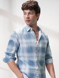 Highlander Men Blue Checked Regular Fit Casual Shirt - Blue - Image 1