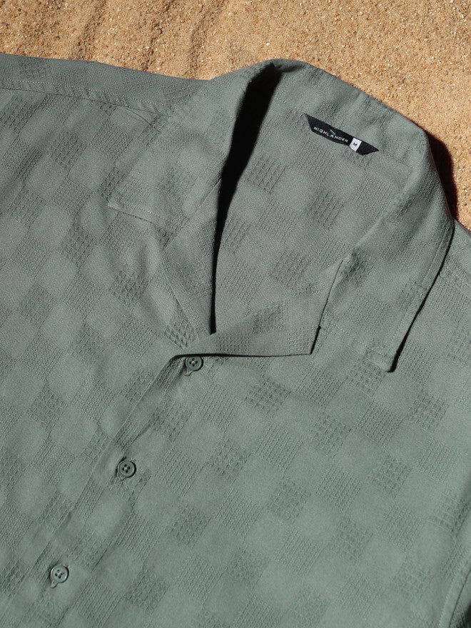 Highlander Men Green Textured Relaxed Fit Casual Shirt - Green - Image 7