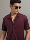 Highlander Men Maroon Solid Relaxed Fit Casual Shirt - Maroon - Image 1