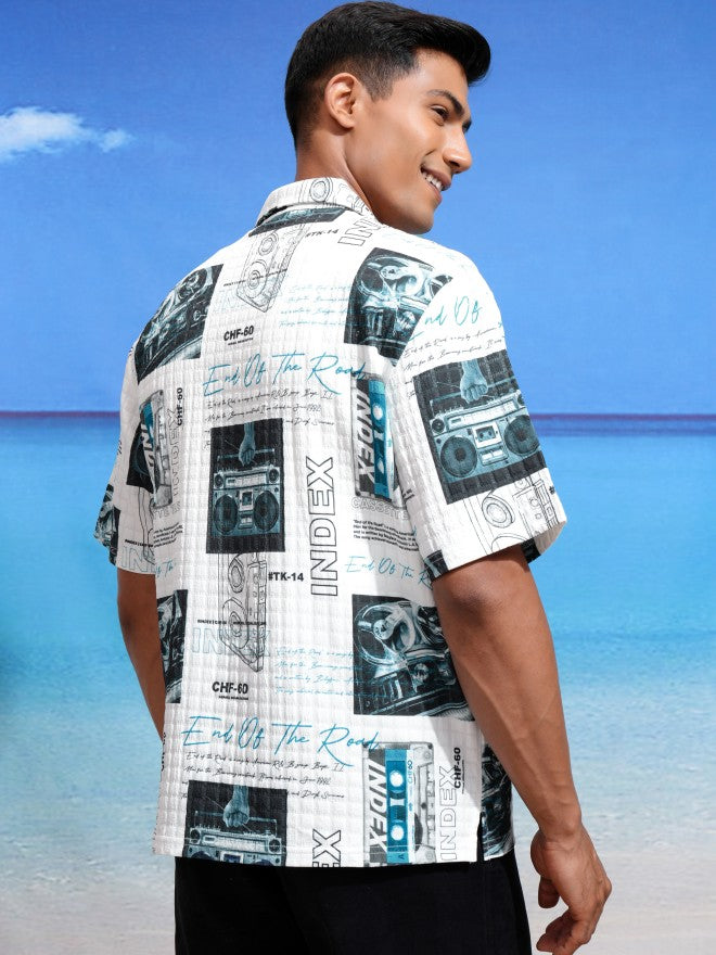 Highlander Men White Printed Boxy Casual Shirts - White - Image 3