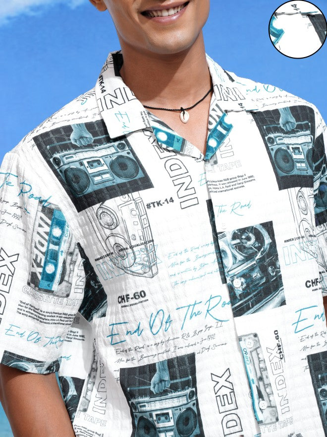 Highlander Men White Printed Boxy Casual Shirts - White - Image 5