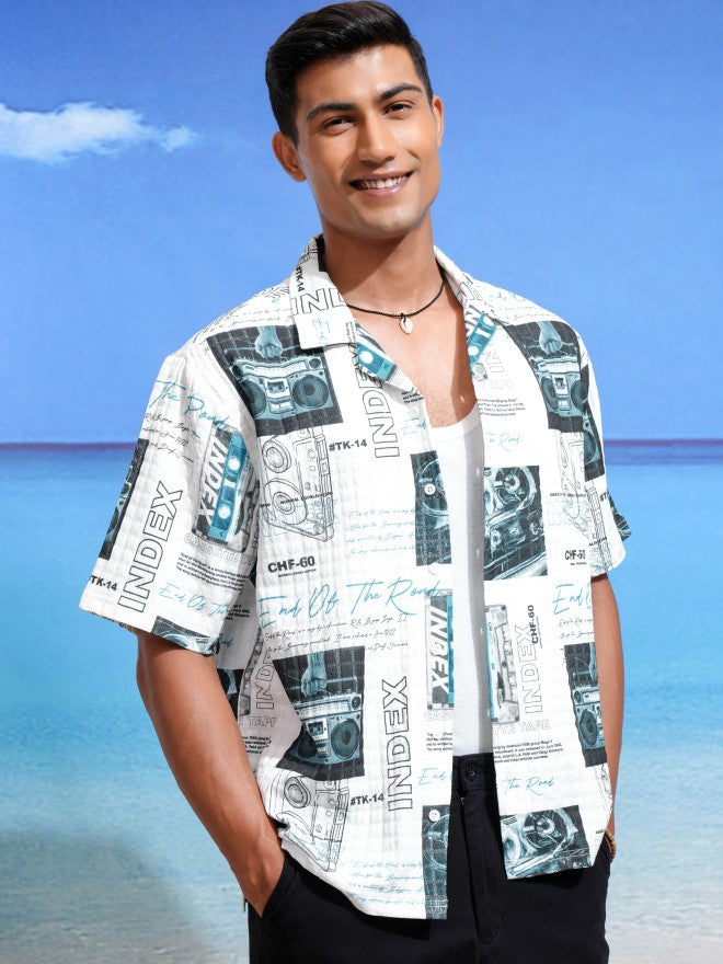 Highlander Men White Printed Boxy Casual Shirts - White - Image 6