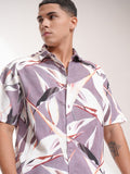 Highlander Men Purple Printed Relaxed Fit Casual Shirt - Purple - Image 1