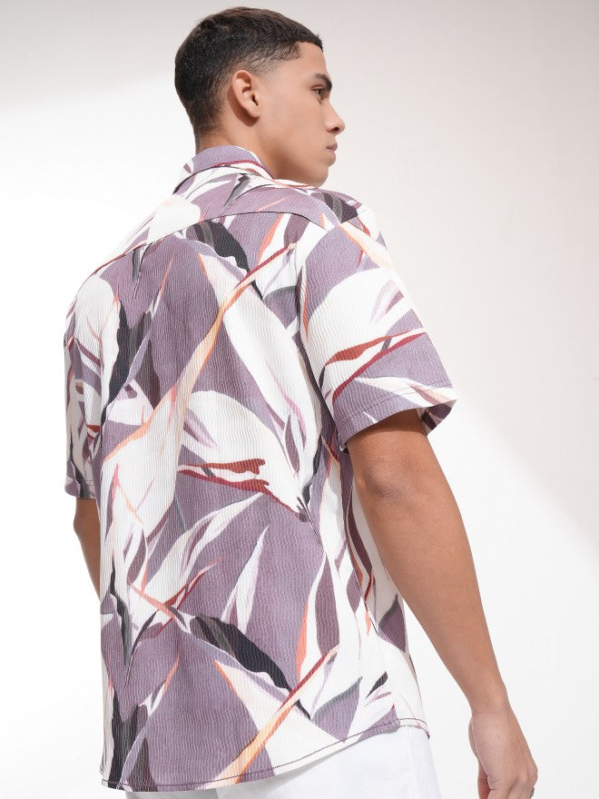 Highlander Men Purple Printed Relaxed Fit Casual Shirt - Purple - Image 3