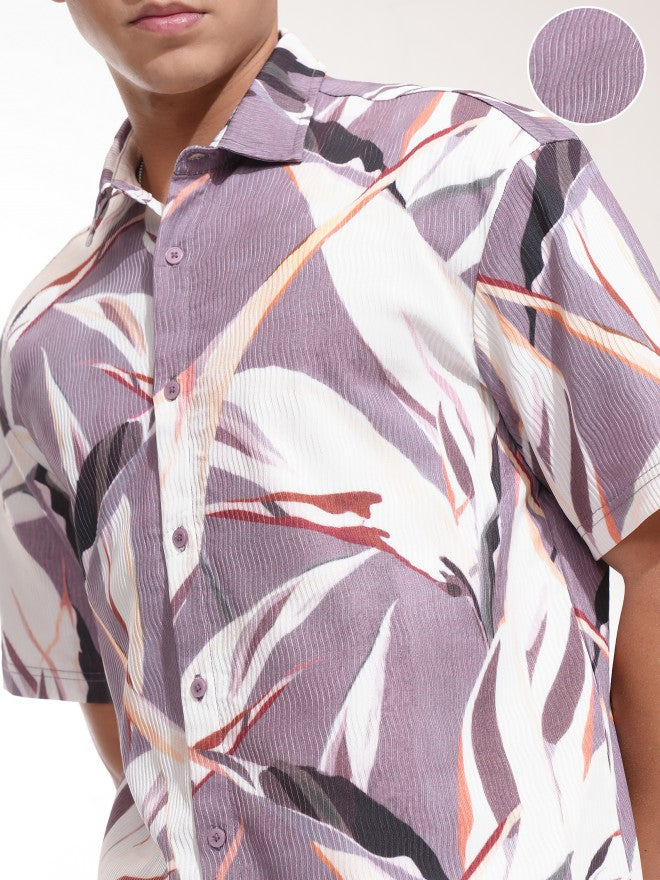 Highlander Men Purple Printed Relaxed Fit Casual Shirt - Purple - Image 5