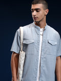 Highlander Men Blue Striped Relaxed Fit Casual Shirt - Blue - Image 1