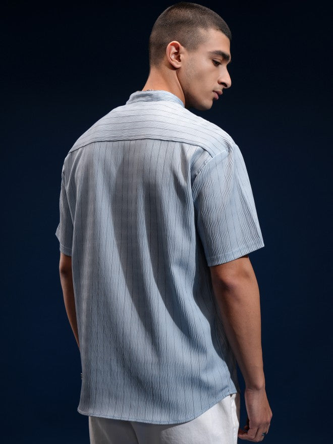 Highlander Men Blue Striped Relaxed Fit Casual Shirt - Blue - Image 3