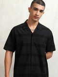 Highlander Men Black Striped Relaxed Fit Casual Shirt - Black - Image 1