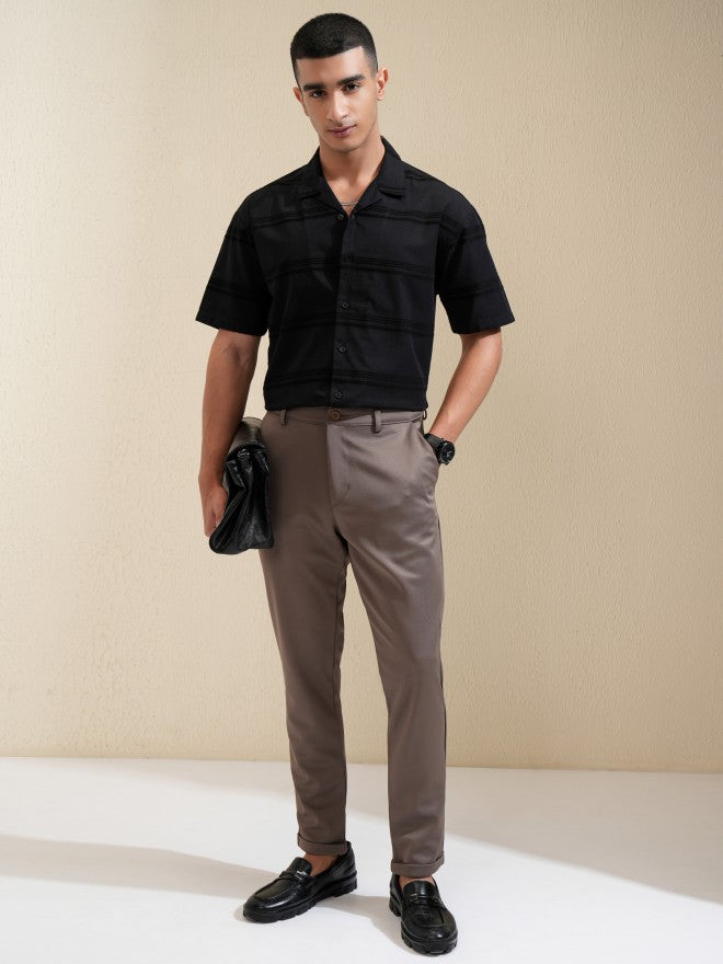 Highlander Men Black Striped Relaxed Fit Casual Shirt - Black - Image 2