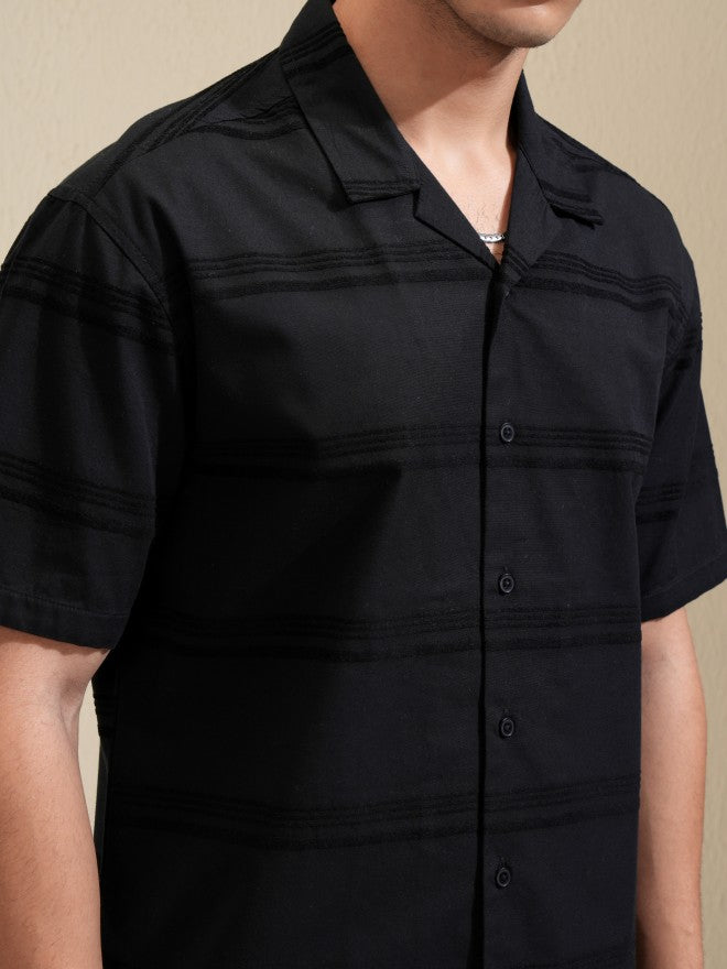 Highlander Men Black Striped Relaxed Fit Casual Shirt - Black - Image 5