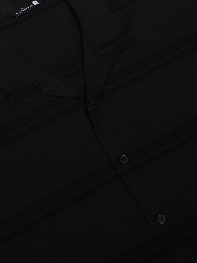 Highlander Men Black Striped Relaxed Fit Casual Shirt - Black - Image 7