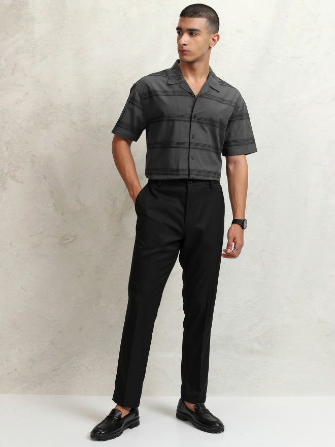 Highlander Men Grey Striped Relaxed Fit Casual Shirt - Grey - Image 2