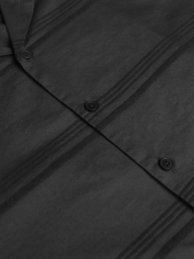Highlander Men Grey Striped Relaxed Fit Casual Shirt - Grey - Image 9
