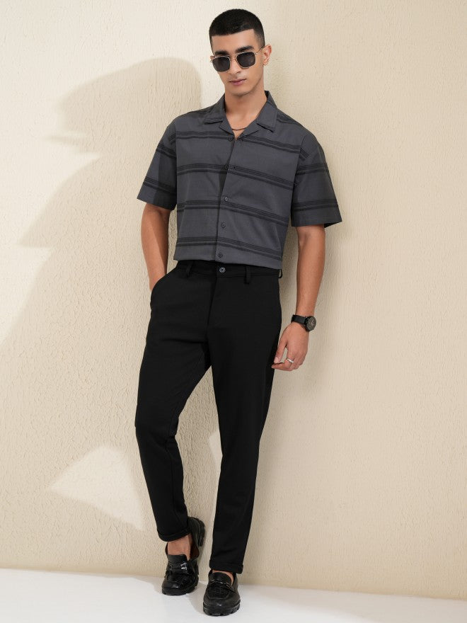 Highlander Men Grey Striped Relaxed Fit Casual Shirt - Grey - Image 2