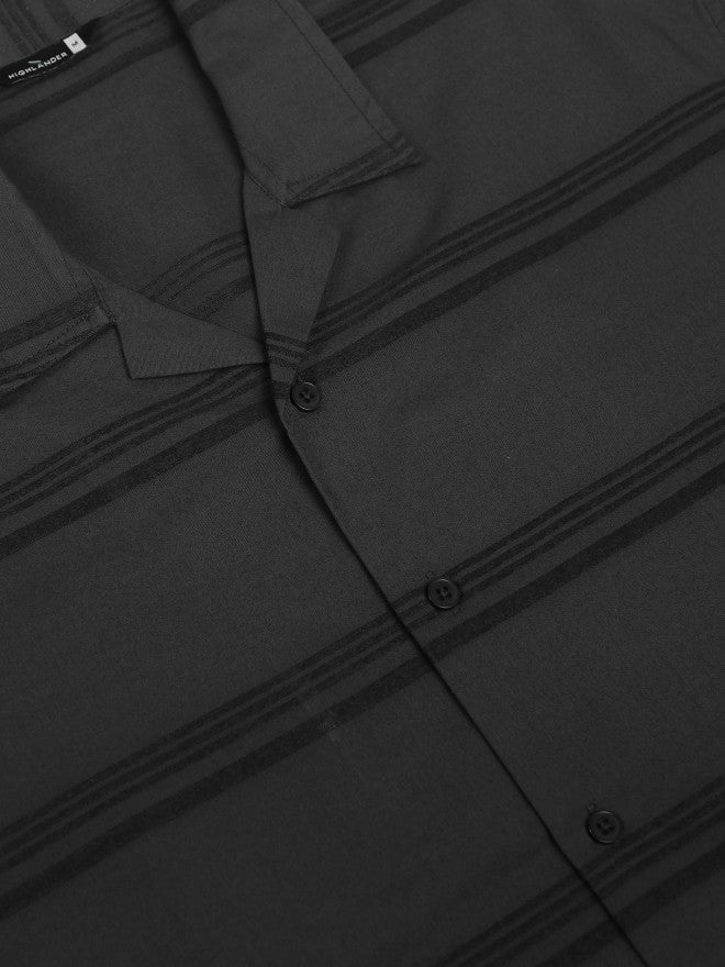 Highlander Men Grey Striped Relaxed Fit Casual Shirt - Grey - Image 7