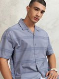 Highlander Men Blue Striped Relaxed Fit Casual Shirt - Blue - Image 1
