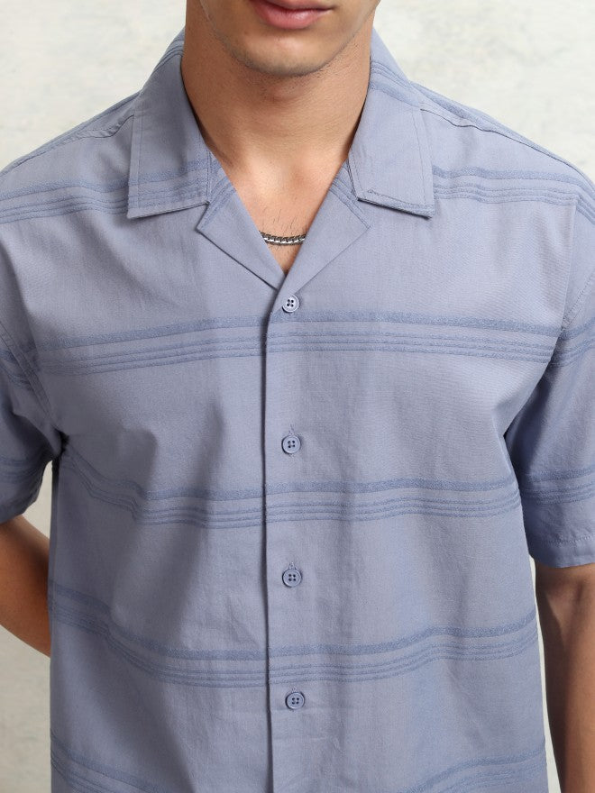 Highlander Men Blue Striped Relaxed Fit Casual Shirt - Blue - Image 5