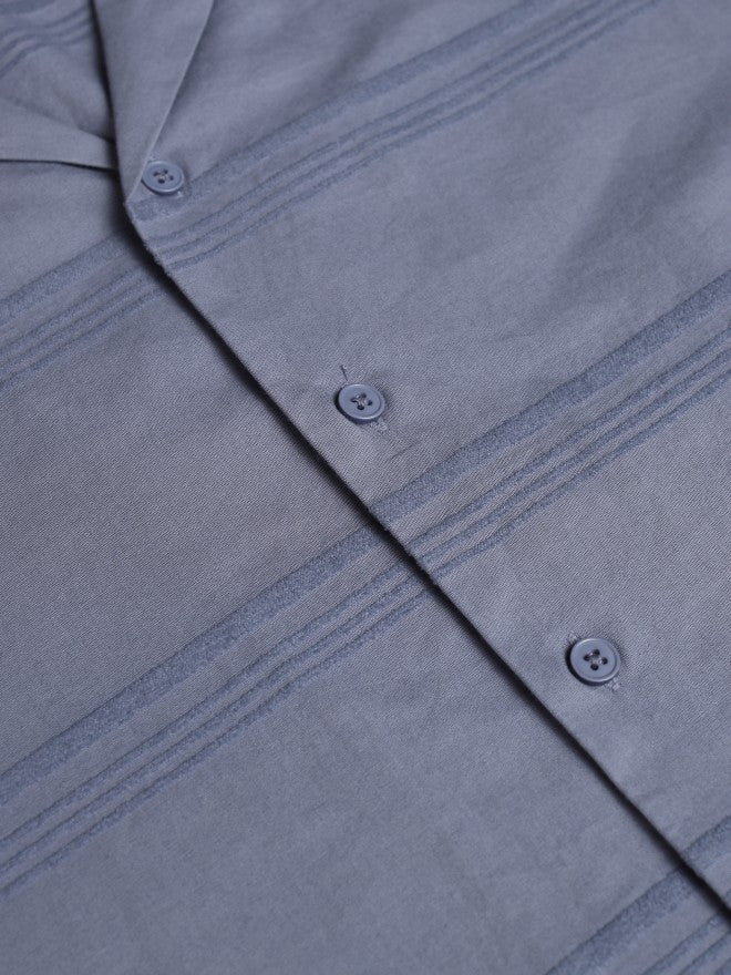 Highlander Men Blue Striped Relaxed Fit Casual Shirt - Blue - Image 7