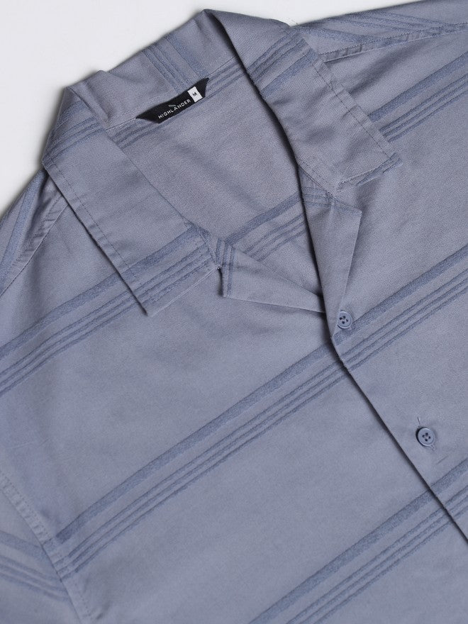 Highlander Men Blue Striped Relaxed Fit Casual Shirt - Blue - Image 8