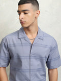 Highlander Men Blue Striped Relaxed Fit Casual Shirt - Blue - Image 1
