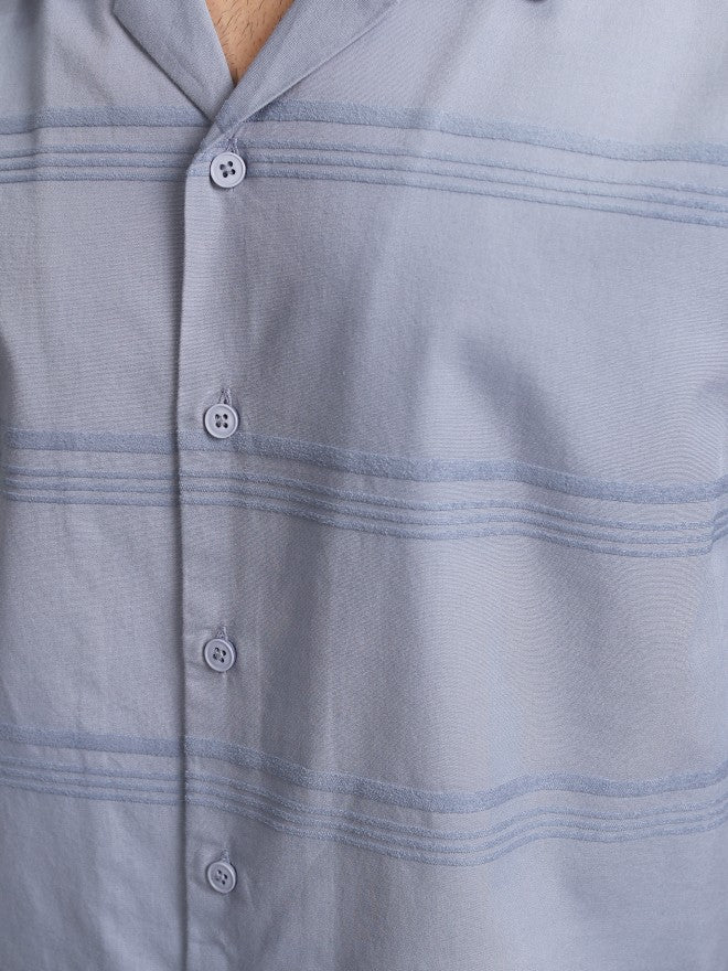 Highlander Men Blue Striped Relaxed Fit Casual Shirt - Blue - Image 8