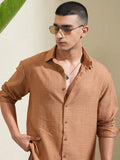 Highlander Men Brown Self Design Relaxed Fit Casual Shirt - Brown - Image 1