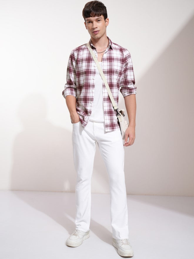 Highlander Men Pink Checked Regular Fit Casual Shirt - Pink - Image 2