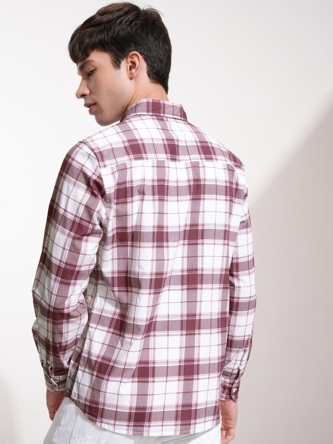 Highlander Men Pink Checked Regular Fit Casual Shirt - Pink - Image 3