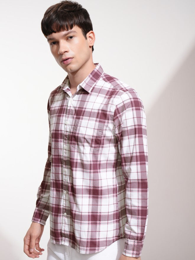 Highlander Men Pink Checked Regular Fit Casual Shirt - Pink - Image 4