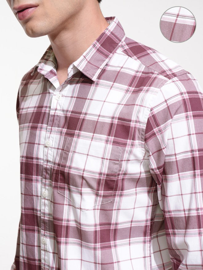 Highlander Men Pink Checked Regular Fit Casual Shirt - Pink - Image 5