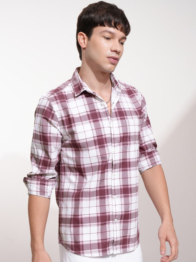 Highlander Men Pink Checked Regular Fit Casual Shirt - Pink - Image 6