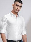 Highlander Men White Textured Slim Fit Casual Shirt - White - Image 1