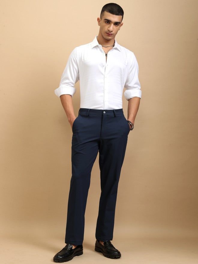 Highlander Men White Textured Slim Fit Casual Shirt - White - Image 2