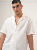 Highlander Men White Self Design Relaxed Fit Casual Shirt - White - Image 1