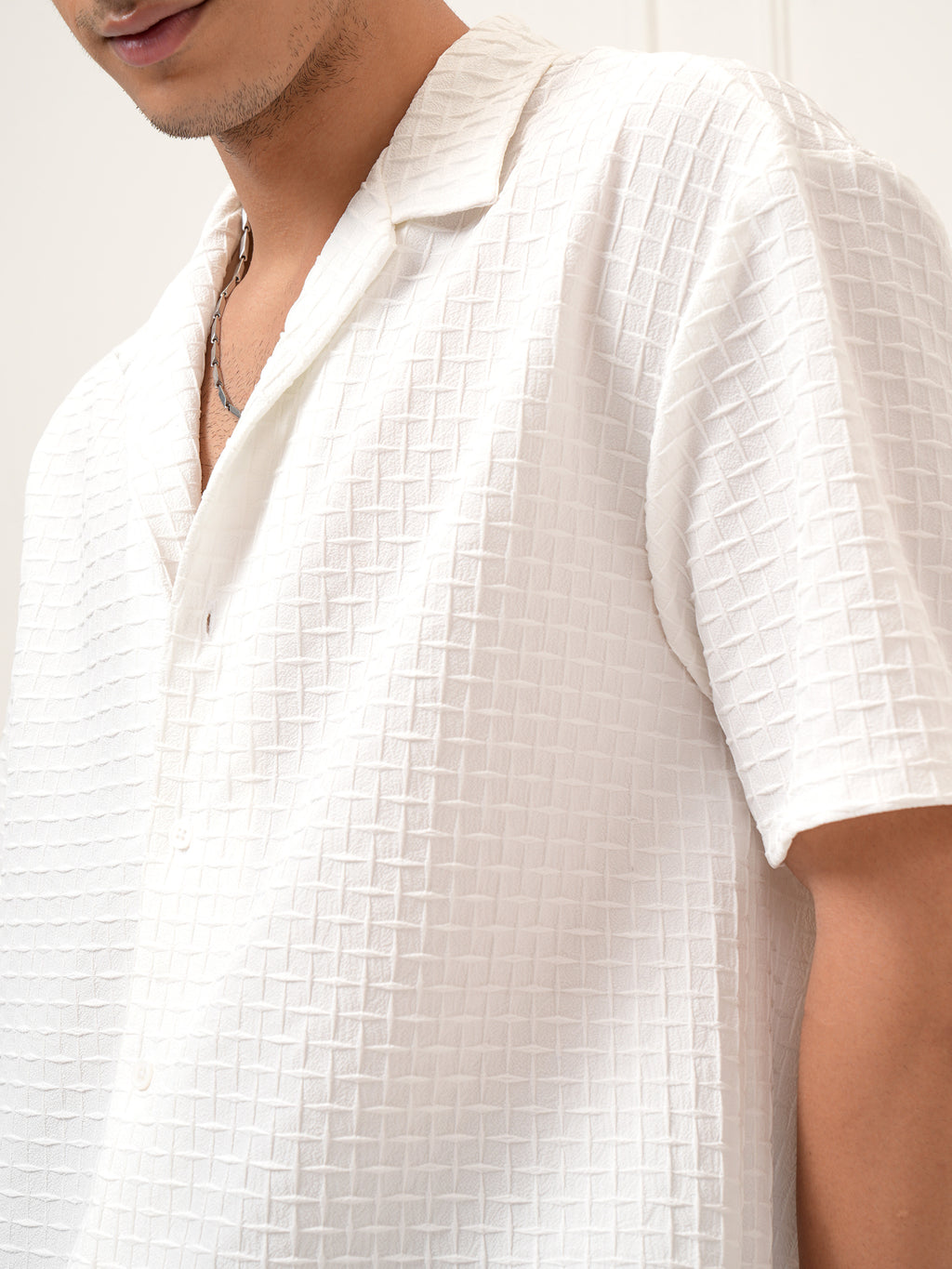 Highlander Men White Self Design Relaxed Fit Casual Shirt - White - Image 5